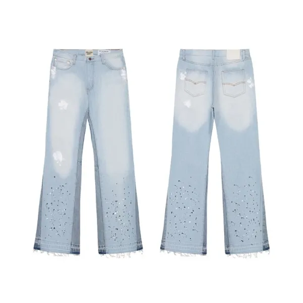 Hellstar Flame Tribal Print Straight Fit Light Wash Jeans - 17