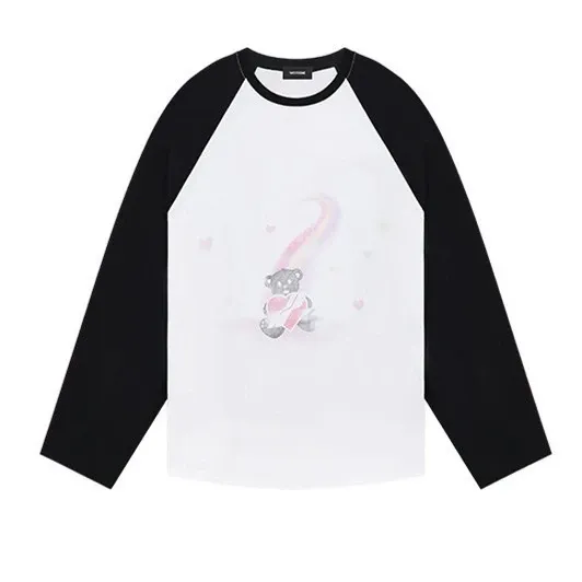 Design Layered Sleeve Graphic T-Shirt Black Purple Green - 5