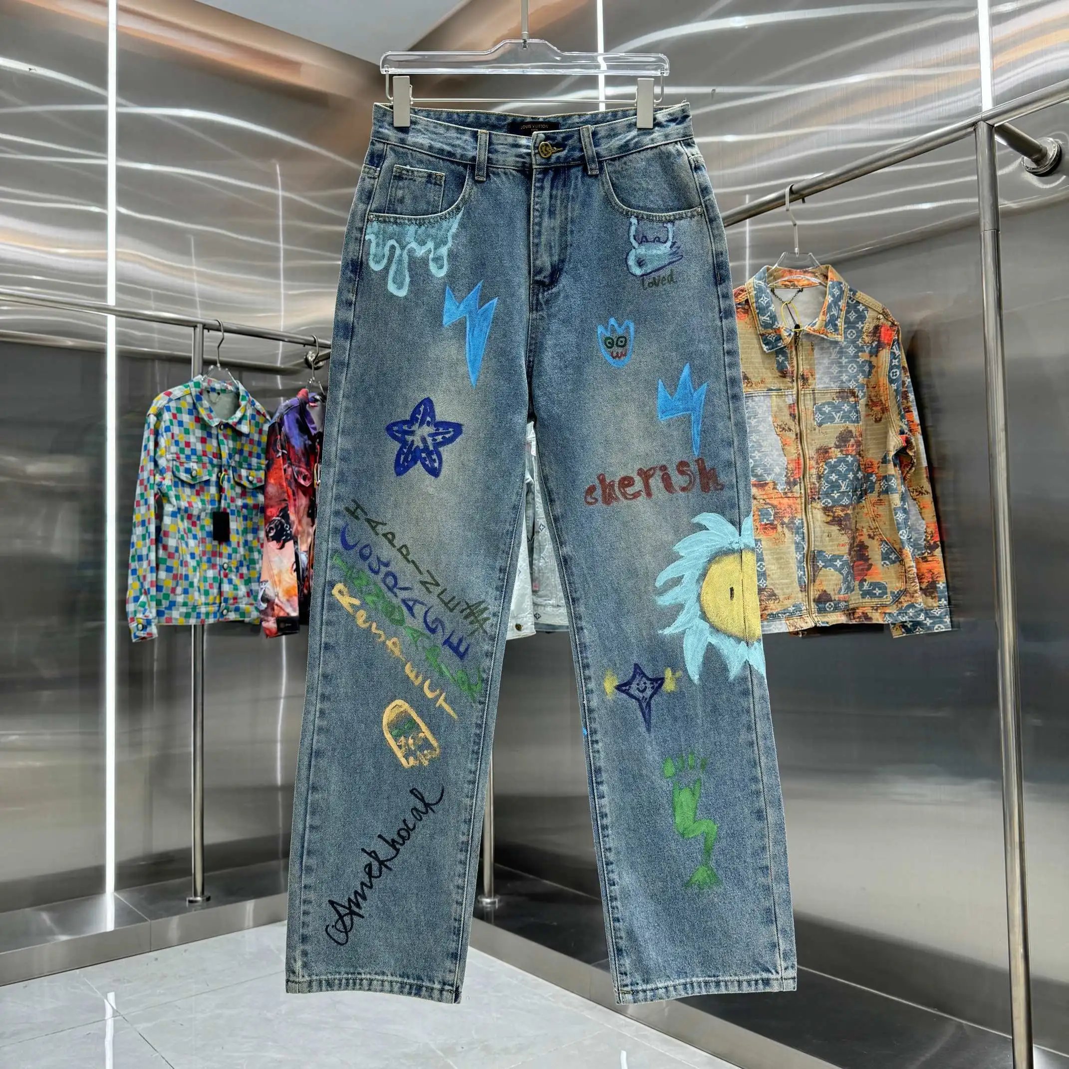 Louis Vuitton Monogram Embroidered White Jeans - 9