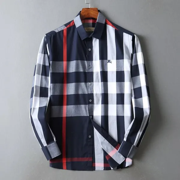 Burberry Classic Check Shirt White Black Gray Burgundy - 12
