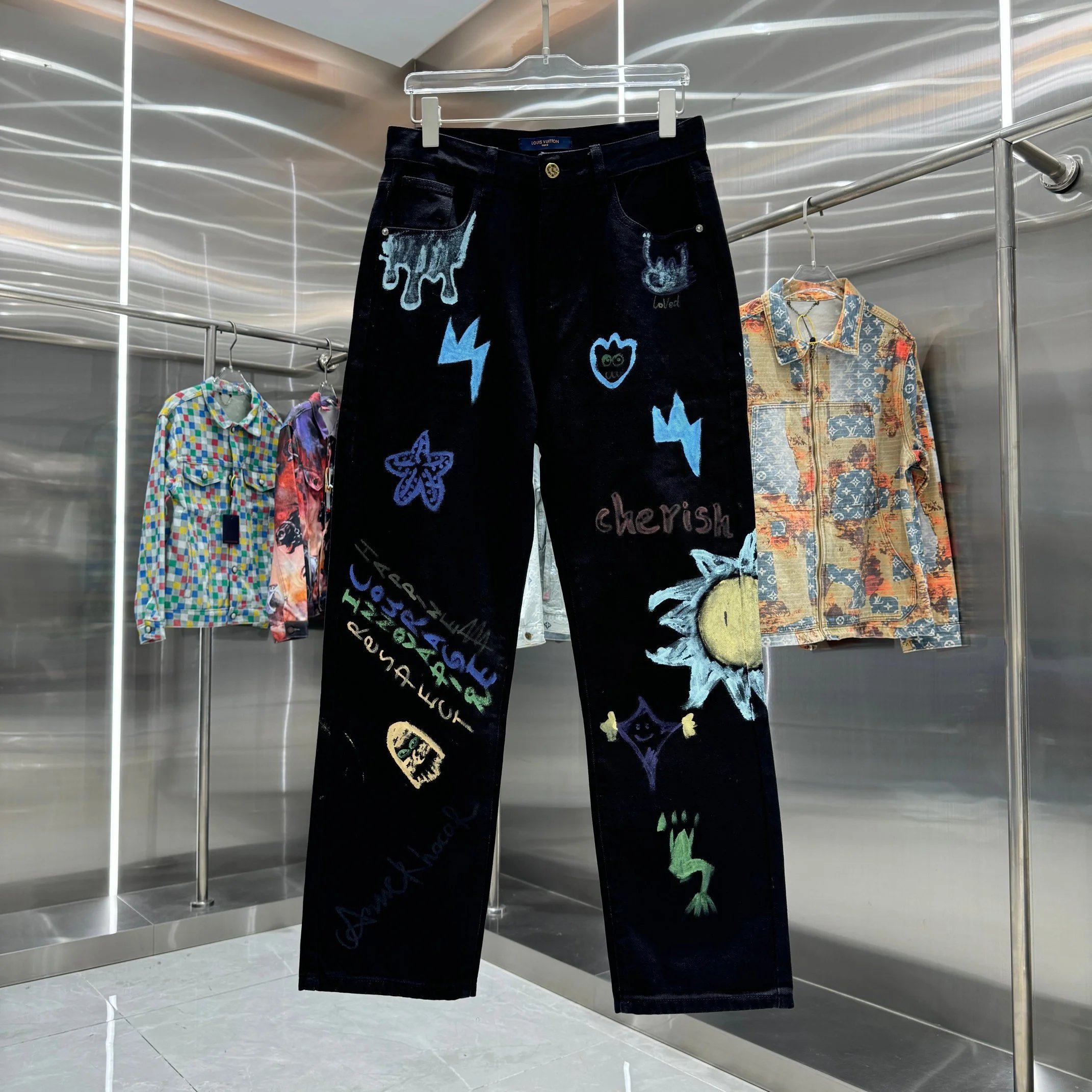 Louis Vuitton Monogram Embroidered White Jeans - 8