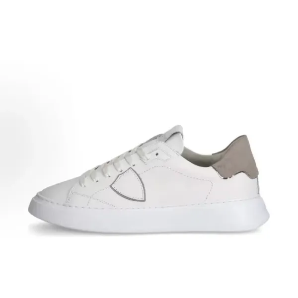 Philipp Plein Distressed White Leather Sneakers with Blue Heel Tab - 8