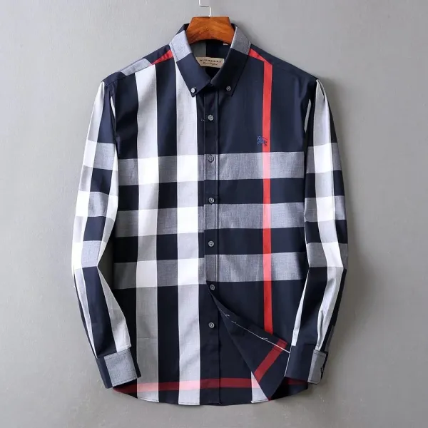 Burberry Classic Check Shirt White Black Gray Burgundy - 10