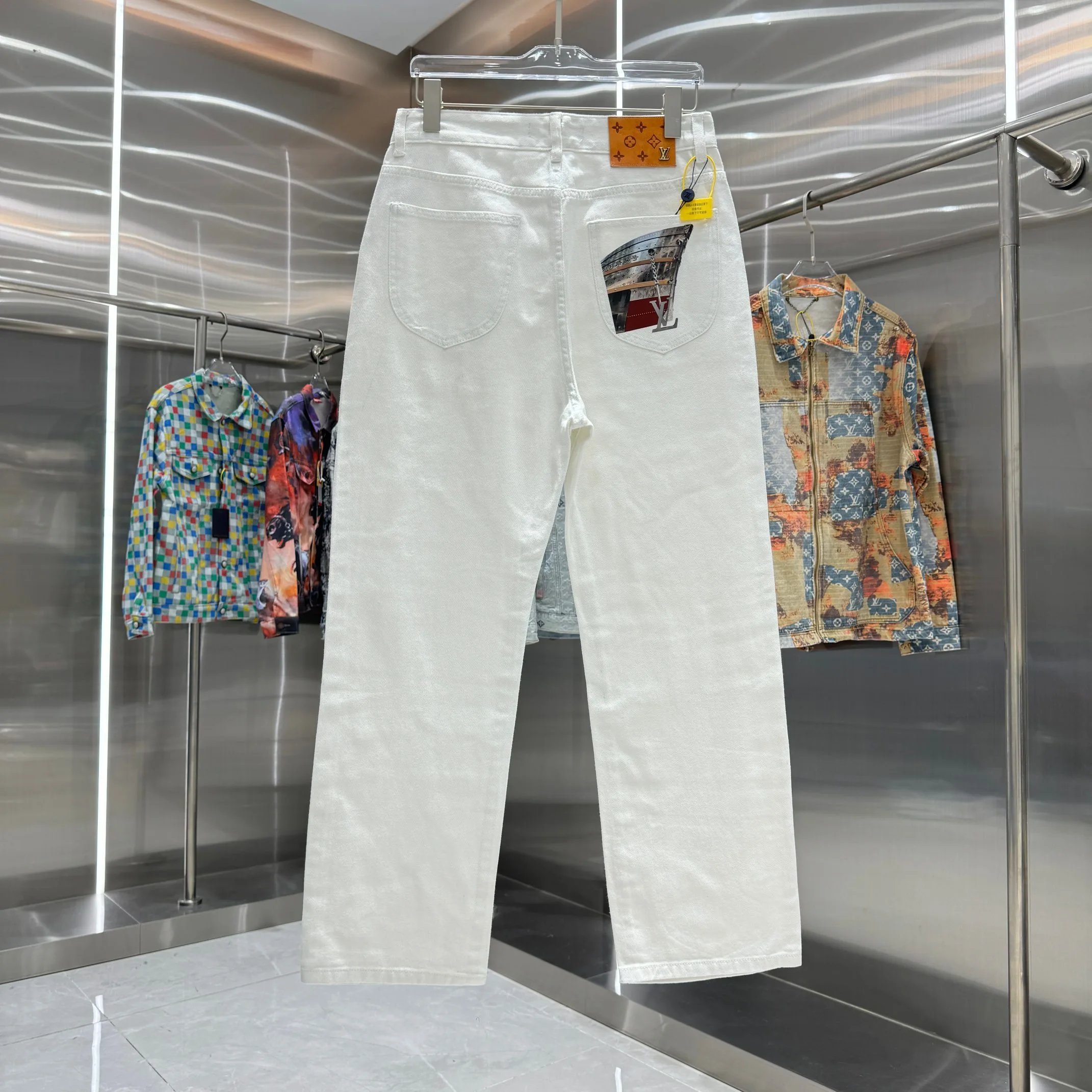 Louis Vuitton Monogram Embroidered White Jeans - 11