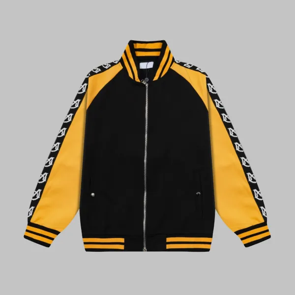 Balenciaga Logo Tape Baseball Jacket Black Yellow Outerwear Jacket - 1