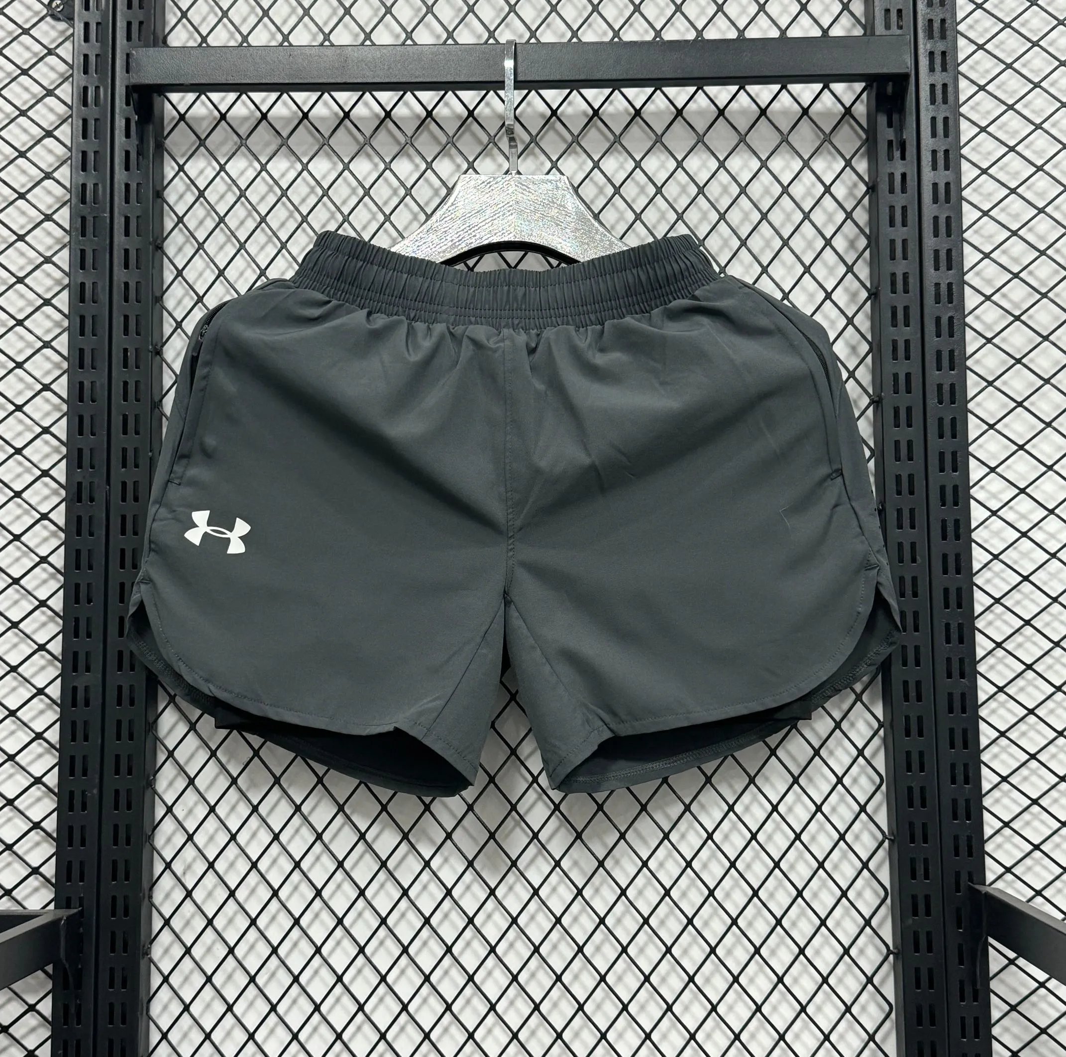 Under Armour Running Shorts Black with Gray Mesh Detail - 15