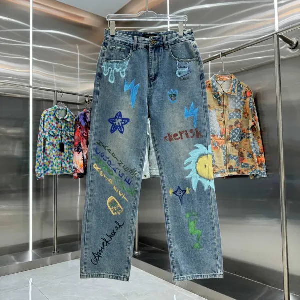 Louis Vuitton x Takashi Murakami Denim Jeans Multicolor Streetwear Jeans - 1