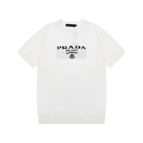 Prada Logo Knit T-Shirt Black - 5