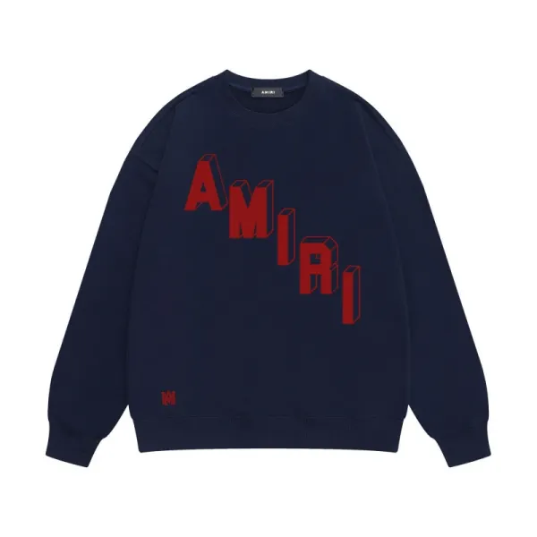 Amiri Logo Embroidered Burgundy Crewneck Sweatshirt - 14