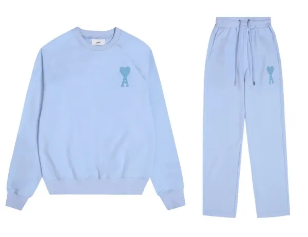 Ami Paris Heart Logo Black Sweatshirt and Sweatpants Set - 16