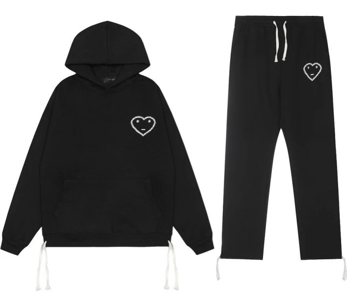 Play Comme des Garçons Heart Embroidery Gray Hoodie and Sweatpants Set - 5
