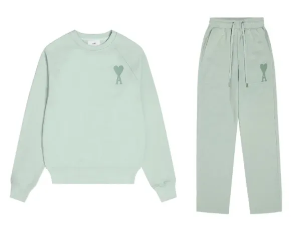 Ami Paris Heart Logo Black Sweatshirt and Sweatpants Set - 17