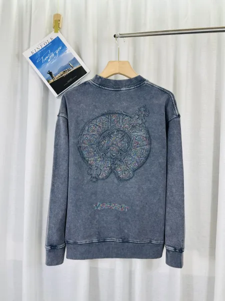 Chrome Hearts Denim Washed Sweatshirt Blue Hoodie - 1