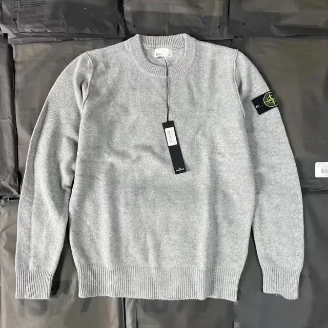 Stone Island Knitwear Crewneck knit sweater with compass sleeve badge product detail image 3