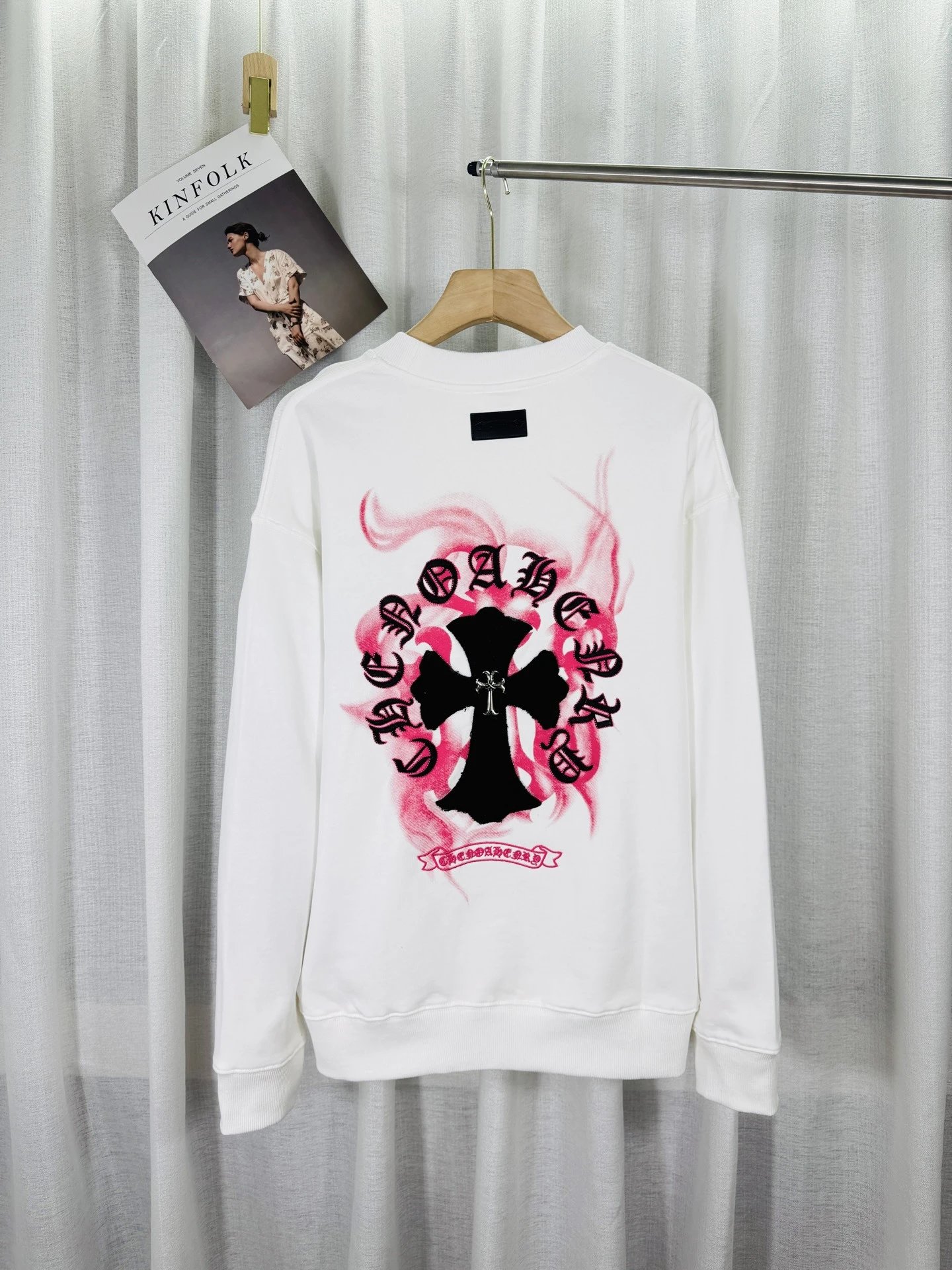 Chrome Hearts Cross Circle Embroidered Pink Sweatshirt Sweater - 5