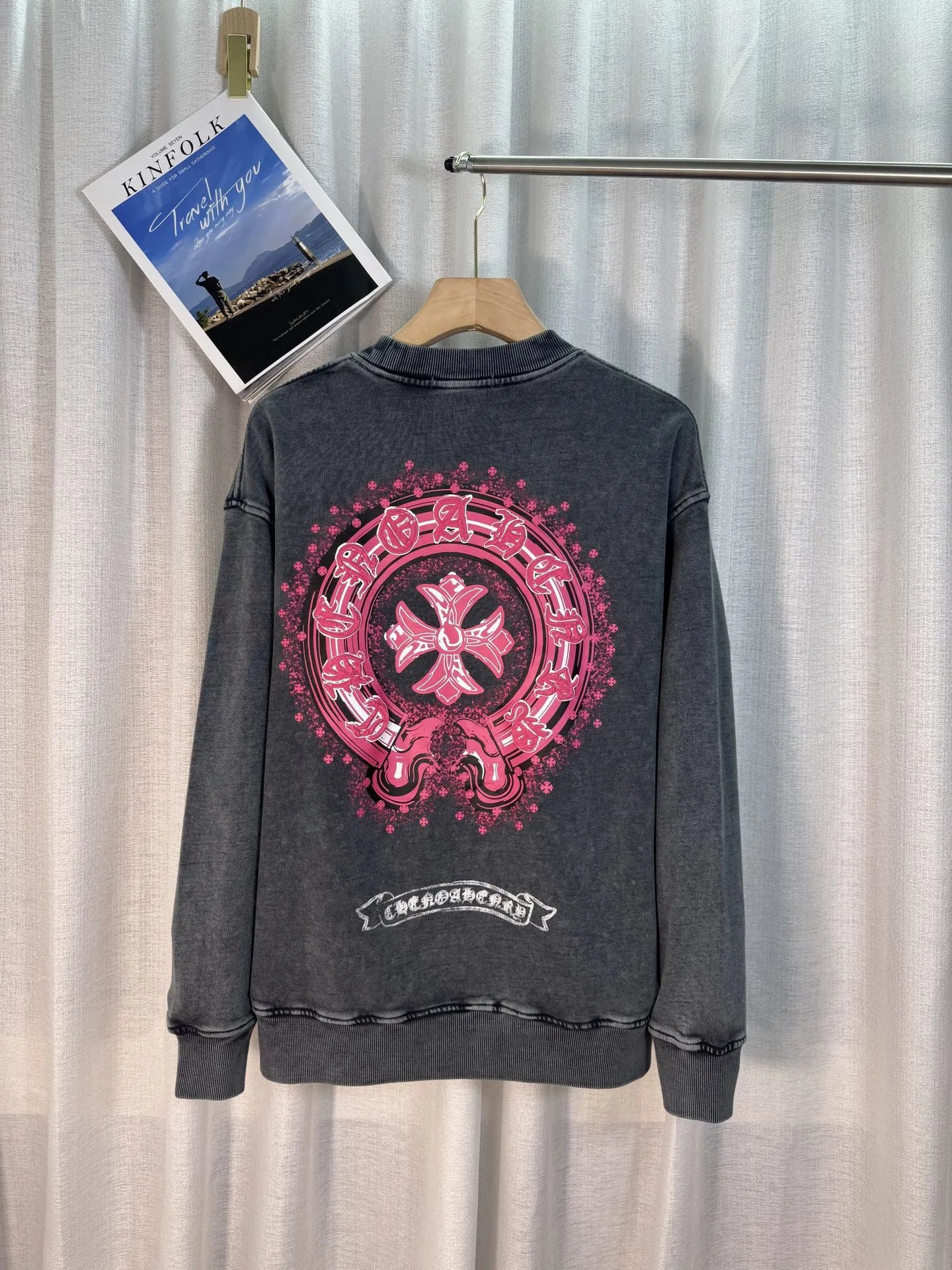 Chrome Hearts Cross Circle Embroidered Pink Sweatshirt Sweater - 6
