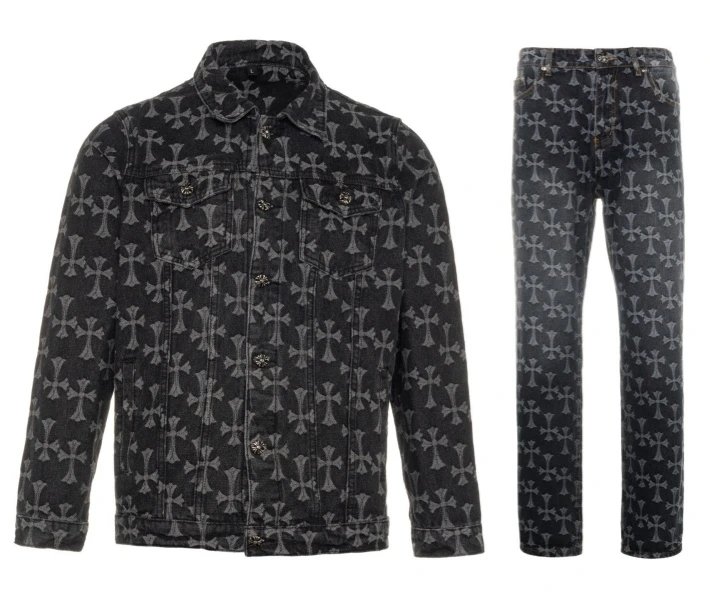 Chrome Hearts Cross Print Denim Jacket Dark Wash - 16