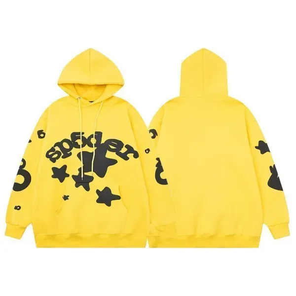 Spider Hoodie Yellow Graphic Print Hoodie - 1