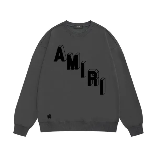 Amiri Logo Embroidered Burgundy Crewneck Sweatshirt - 7