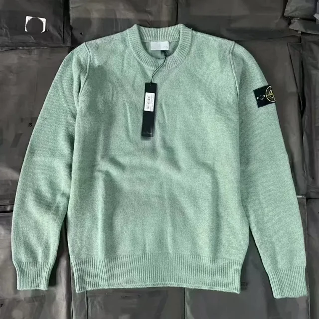 Stone Island Knitwear Crewneck knit sweater with compass sleeve badge product detail image 5