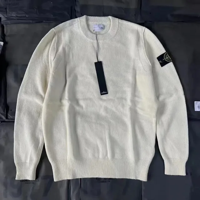 Stone Island Knitwear Crewneck knit sweater with compass sleeve badge product detail image 6