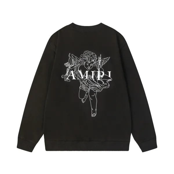 Amiri Logo Embroidered Burgundy Crewneck Sweatshirt - 4