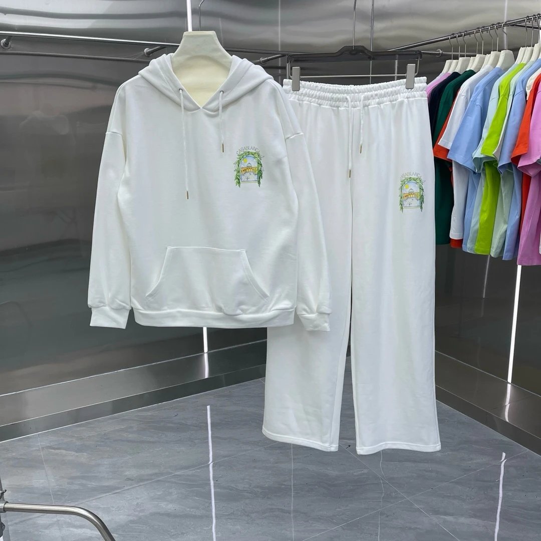 Design Embroidered Dragonfly Strawberry Hoodie and Sweatpants Set Black - 11