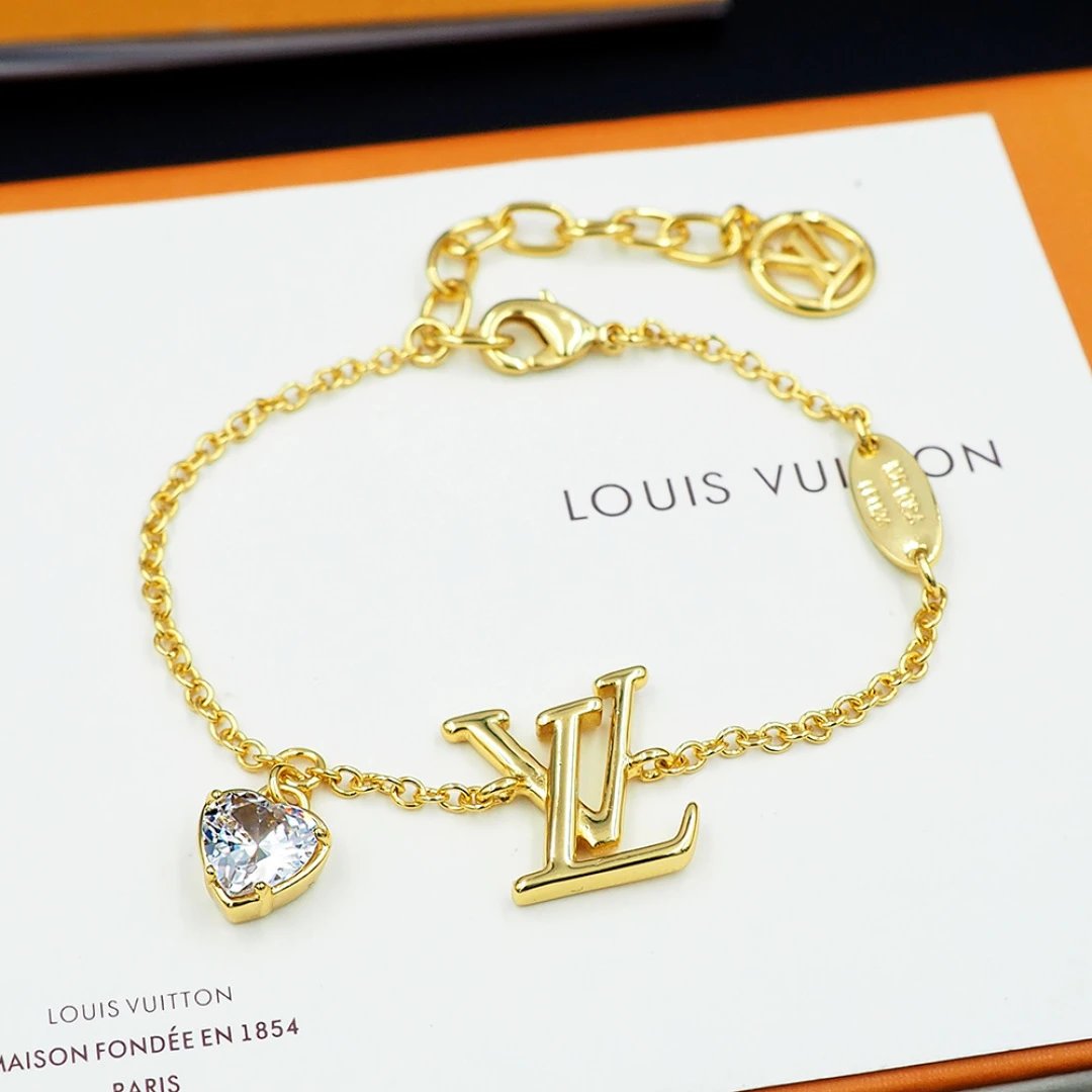 Louis Vuitton Turquoise Charm Bracelet Gold Jewelry - 15