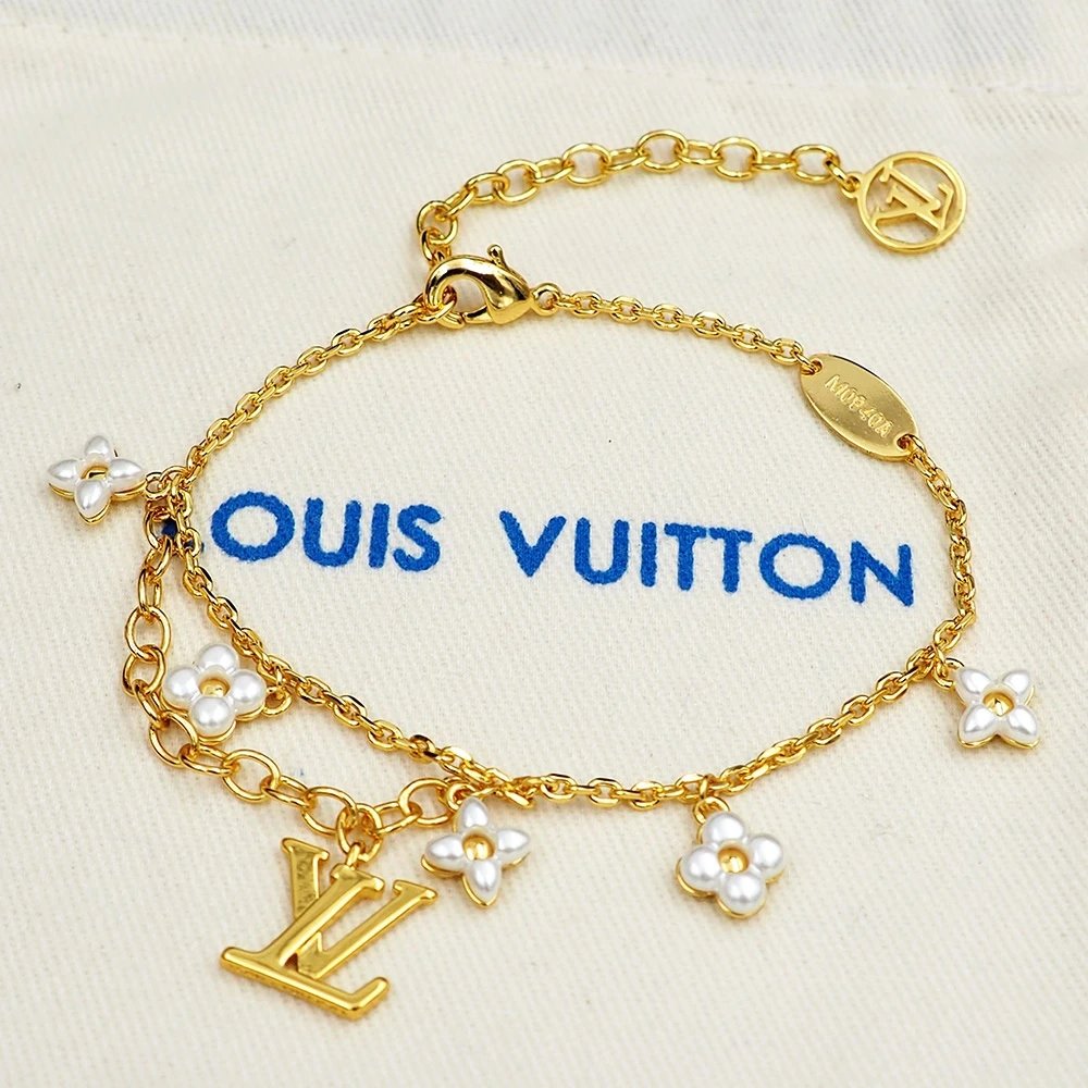 Louis Vuitton Turquoise Charm Bracelet Gold Jewelry - 12