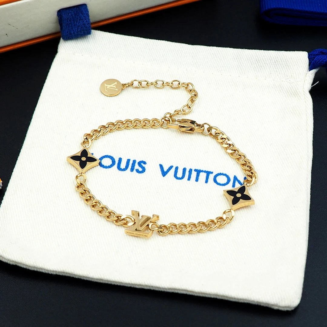 Louis Vuitton Turquoise Charm Bracelet Gold Jewelry - 13