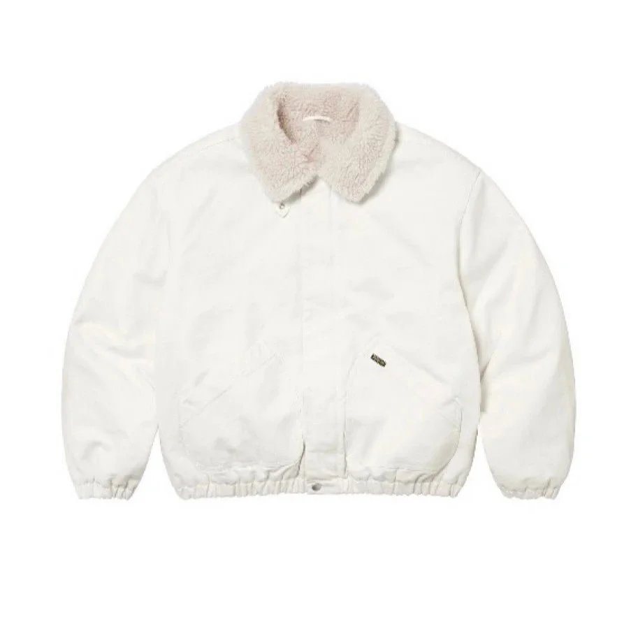 Supreme Denim Sherpa Jacket — Washed white colorway — USFans Spreadsheet photo