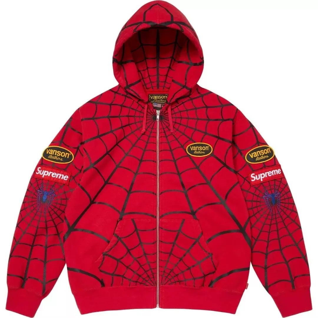 Supreme Vanson Leathers Spider Web Jacket Red