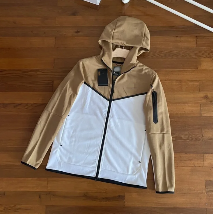 Nike Tech Fleece Black Hoodie — Dark khaki and white patchwork top colorway — USFans Spreadsheet photo