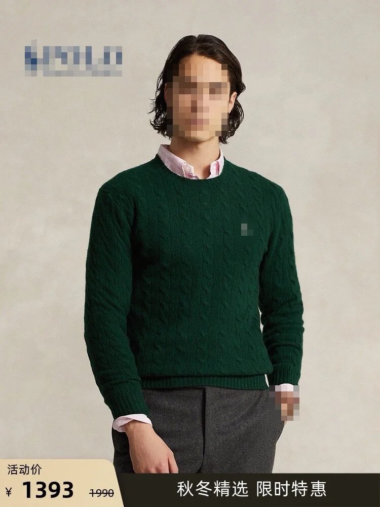 RL Autumn/Winter classic cable crewneck sweater秋冬经典绞花圆领毛衣D - 135971