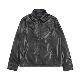 thumbnail for RL  classic zipper solid lapel leather jacket for men 拉链皮衣外套R47 H