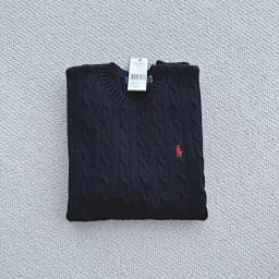 thumbnail for RL Autumn/Winter classic cable crewneck sweater秋冬经典绞花圆领毛衣G/D