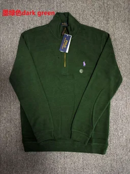 thumbnail for RL 1 4 zip classic sweatshirt with velvet inside pony logo Half zip sweatshirt A