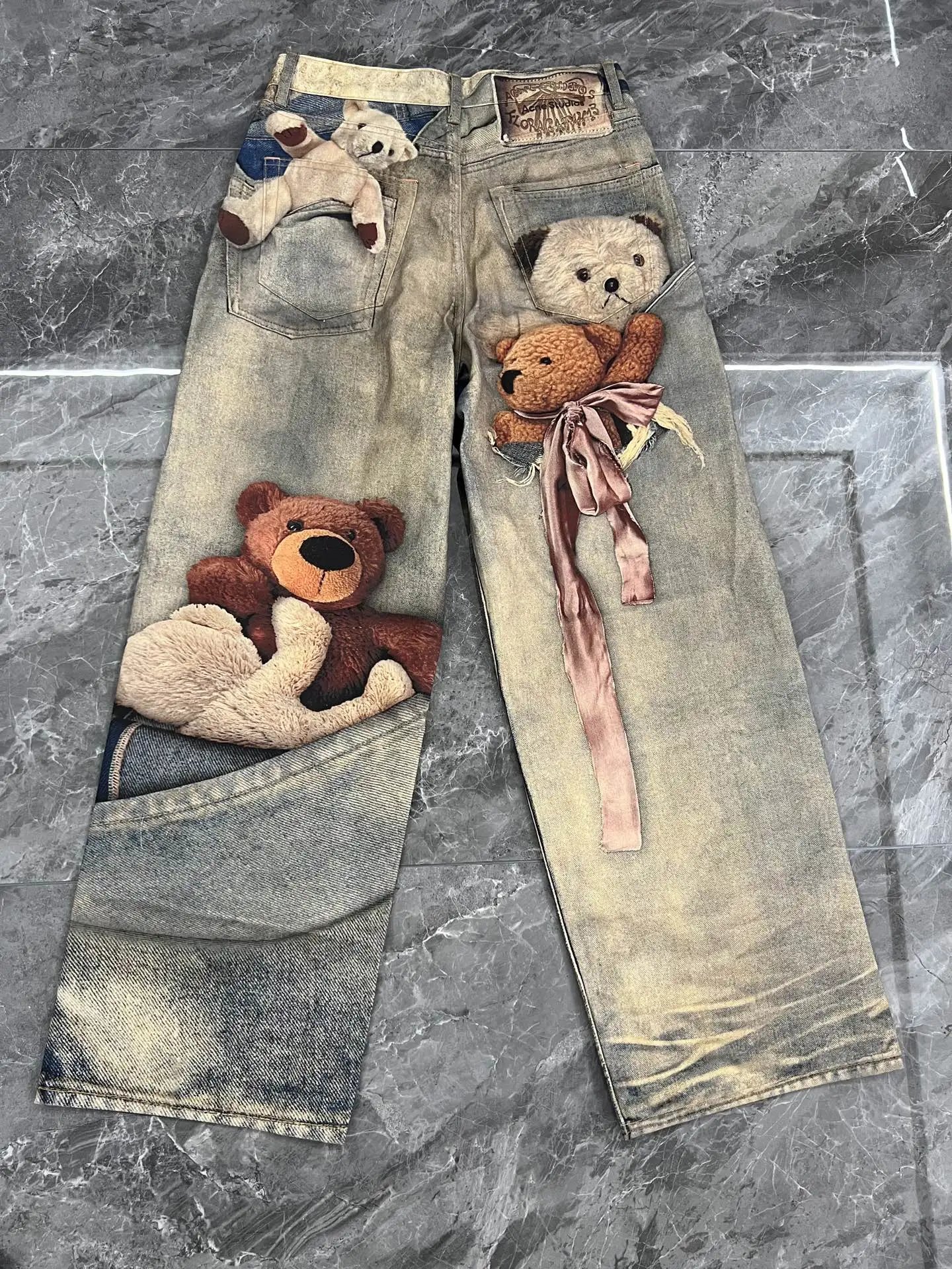 Bear Print Jeans