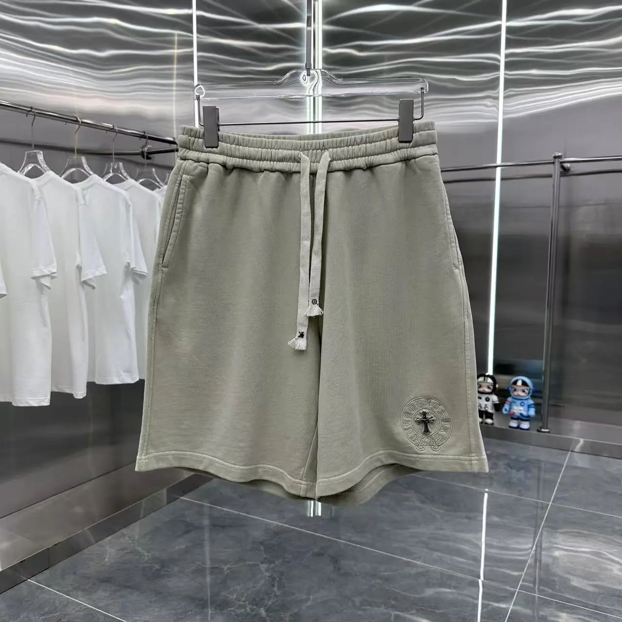 Summer New Cotton Metal Cross Horseshoe Embroidered Shorts Unisex Casual Sports Shorts-Garden Radio - 132446