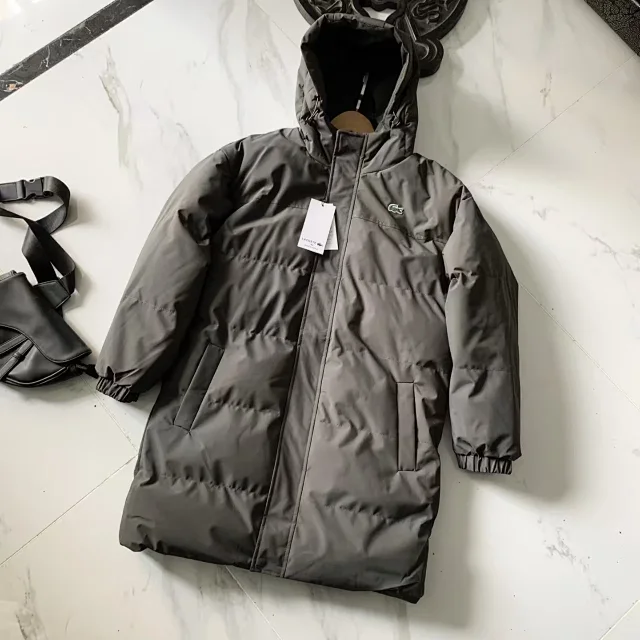 Lacoste Coats Hooded mid-length padded coat with crocodile chest patch product detail image 7