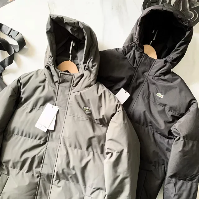Lacoste Coats Hooded mid-length padded coat with crocodile chest patch product detail image 5