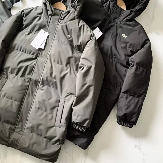 Lacoste Coats Hooded mid-length padded coat with crocodile chest patch product detail image 4