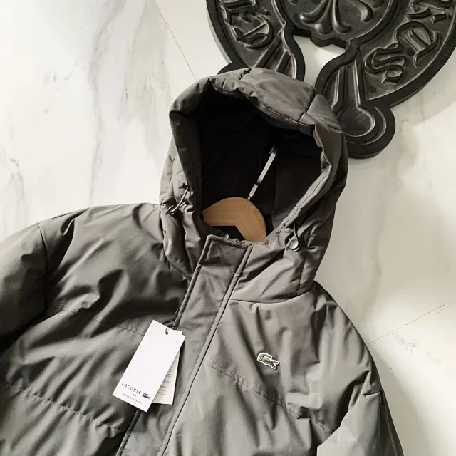 Lacoste Coats Hooded mid-length padded coat with crocodile chest patch product detail image 9