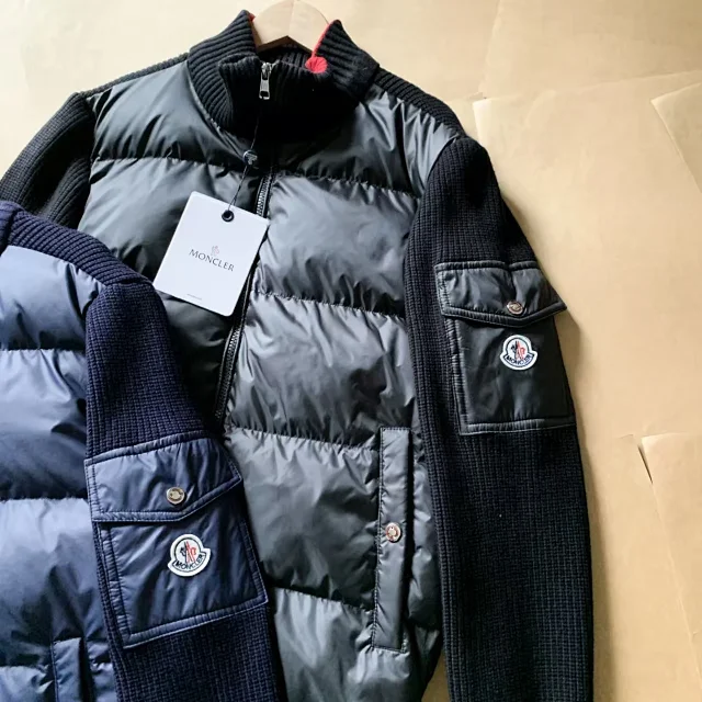 Moncler Down Jackets Quilted knit-sleeve jacket product detail image 4