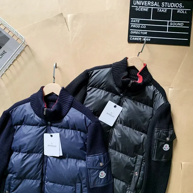 Moncler Down Jackets Quilted knit-sleeve jacket product detail image 5