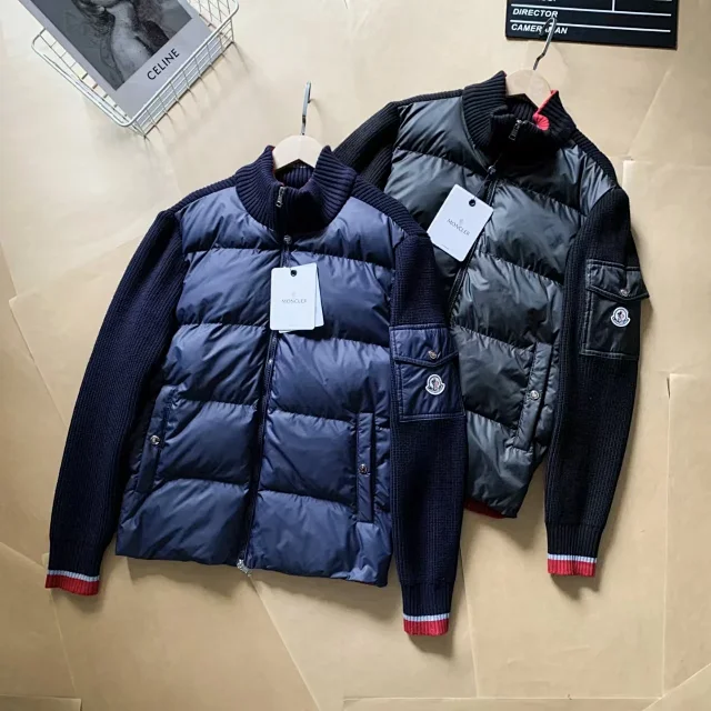 Moncler Down Jackets Quilted knit-sleeve jacket product detail image 3