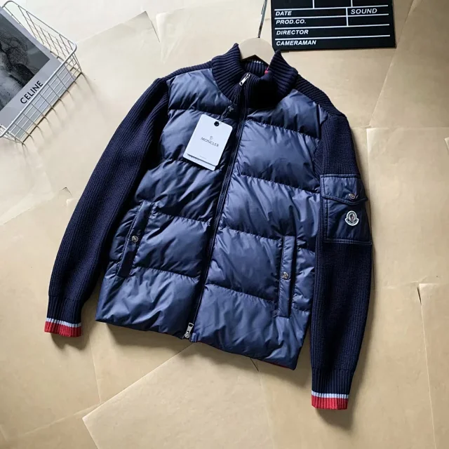 Moncler Down Jackets Quilted knit-sleeve jacket product detail image 7