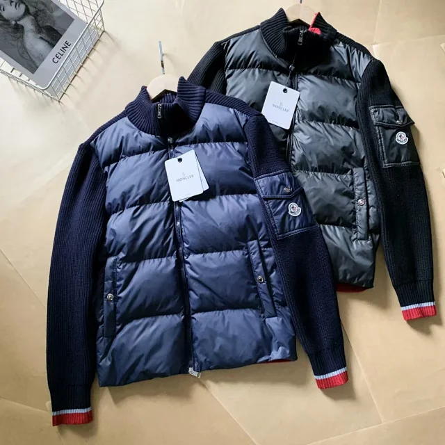 Moncler Down Jackets Quilted knit-sleeve jacket product detail image 2