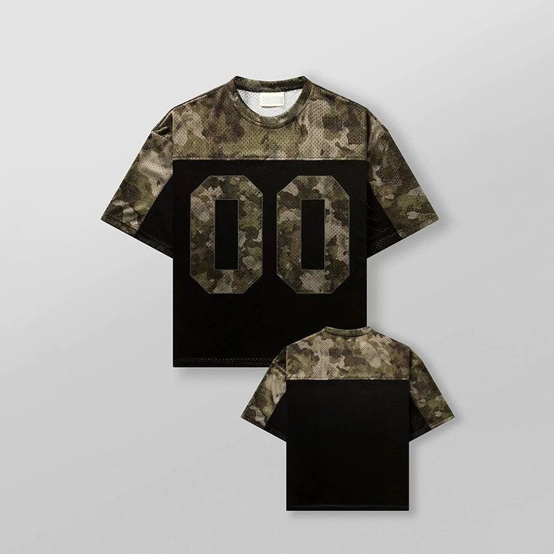 American style trendy letter large mesh printed top