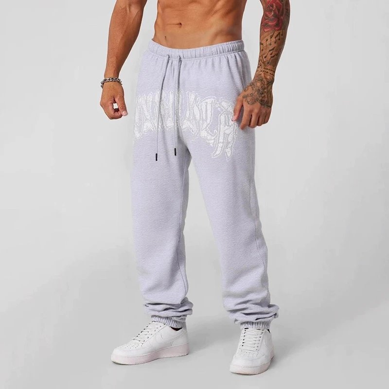 Street Letter Loose Drawstring Ankle Pants